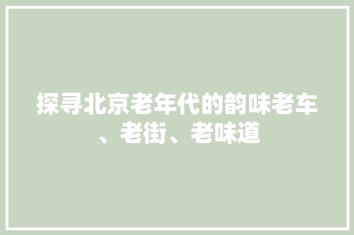 探寻北京老年代的韵味老车、老街、老味道