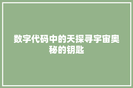 数字代码中的天探寻宇宙奥秘的钥匙
