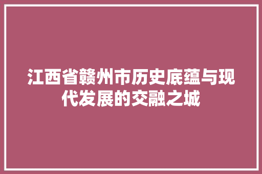 江西省赣州市历史底蕴与现代发展的交融之城