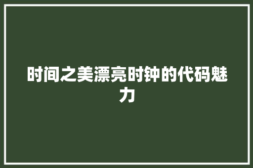 时间之美漂亮时钟的代码魅力