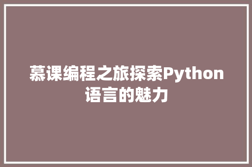 慕课编程之旅探索Python语言的魅力