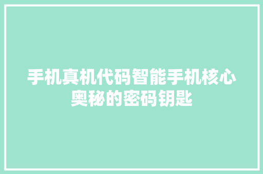 手机真机代码智能手机核心奥秘的密码钥匙