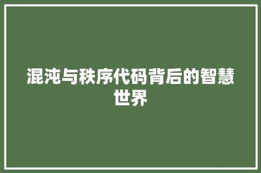 混沌与秩序代码背后的智慧世界