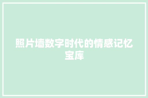 照片墙数字时代的情感记忆宝库