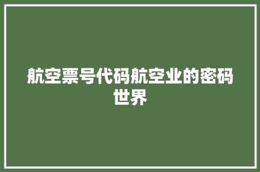 航空票号代码航空业的密码世界