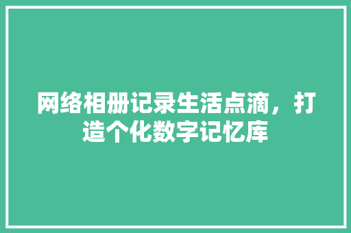 网络相册记录生活点滴，打造个化数字记忆库