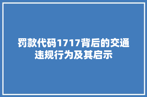 罚款代码1717背后的交通违规行为及其启示