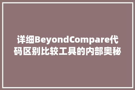 详细BeyondCompare代码区别比较工具的内部奥秘