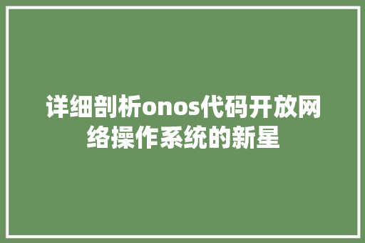 详细剖析onos代码开放网络操作系统的新星