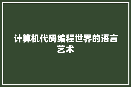 计算机代码编程世界的语言艺术