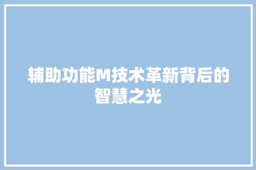 辅助功能M技术革新背后的智慧之光