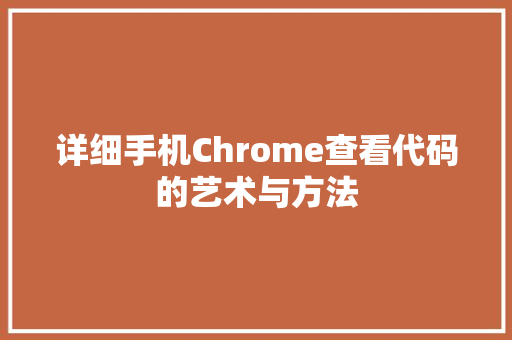 详细手机Chrome查看代码的艺术与方法