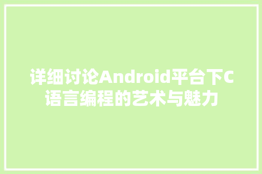 详细讨论Android平台下C语言编程的艺术与魅力