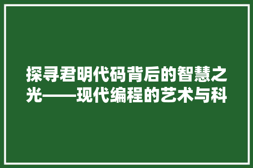 探寻君明代码背后的智慧之光——现代编程的艺术与科学