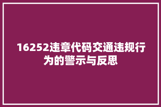 16252违章代码交通违规行为的警示与反思