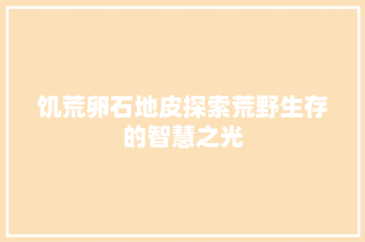 饥荒卵石地皮探索荒野生存的智慧之光