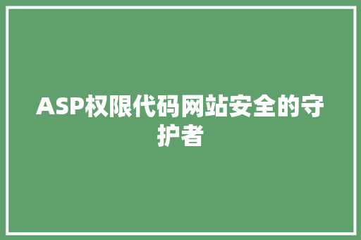 ASP权限代码网站安全的守护者