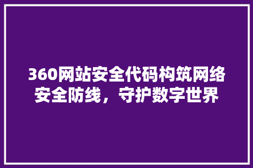360网站安全代码构筑网络安全防线，守护数字世界