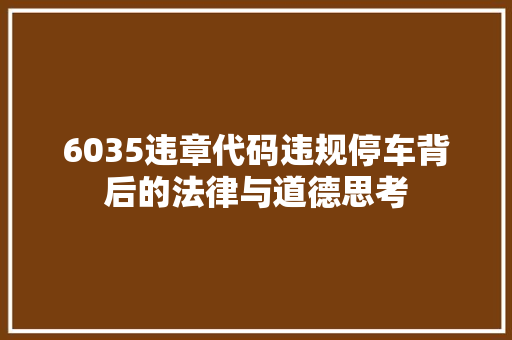 6035违章代码违规停车背后的法律与道德思考