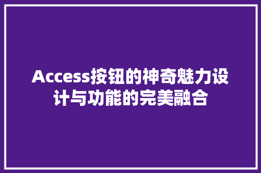 Access按钮的神奇魅力设计与功能的完美融合