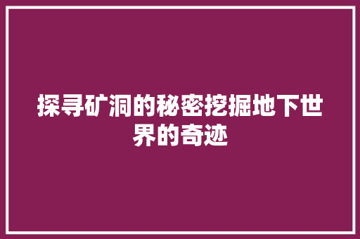 探寻矿洞的秘密挖掘地下世界的奇迹