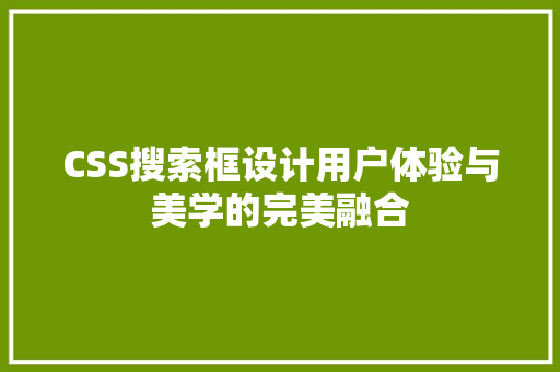 CSS搜索框设计用户体验与美学的完美融合