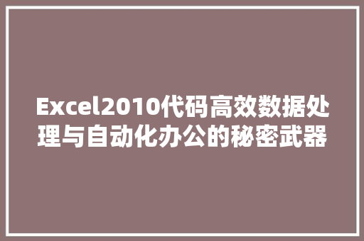 Excel2010代码高效数据处理与自动化办公的秘密武器