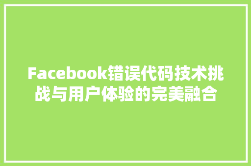 Facebook错误代码技术挑战与用户体验的完美融合