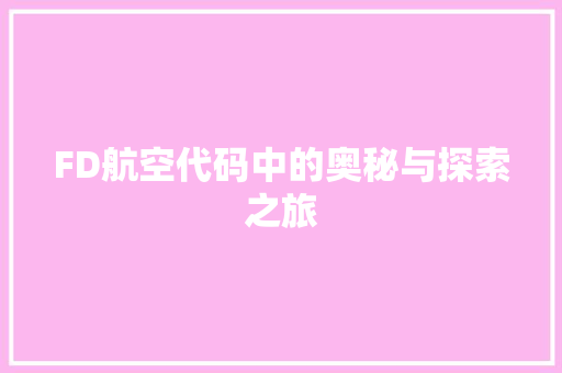 FD航空代码中的奥秘与探索之旅