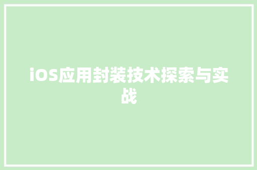 iOS应用封装技术探索与实战