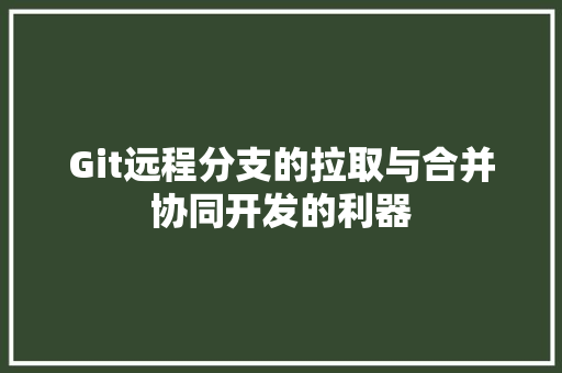 Git远程分支的拉取与合并协同开发的利器
