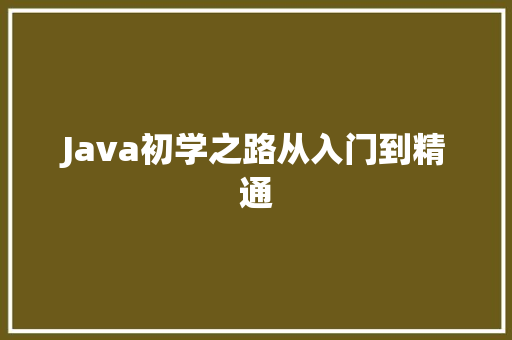 Java初学之路从入门到精通