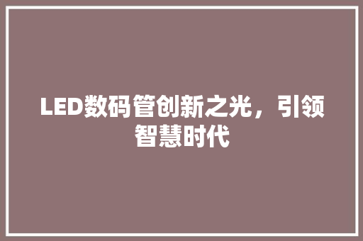 LED数码管创新之光，引领智慧时代