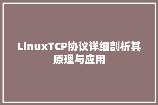 LinuxTCP协议详细剖析其原理与应用