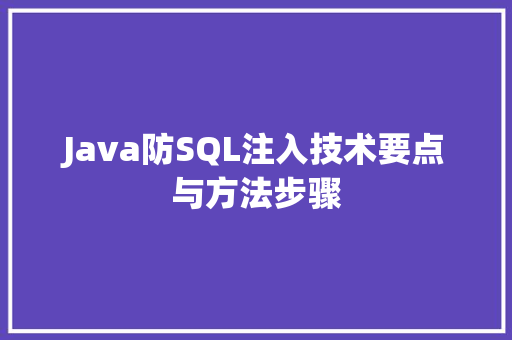 Java防SQL注入技术要点与方法步骤