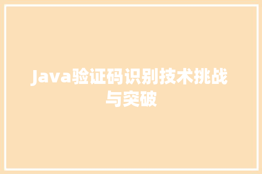 Java验证码识别技术挑战与突破