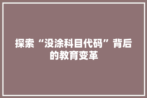 探索“没涂科目代码”背后的教育变革