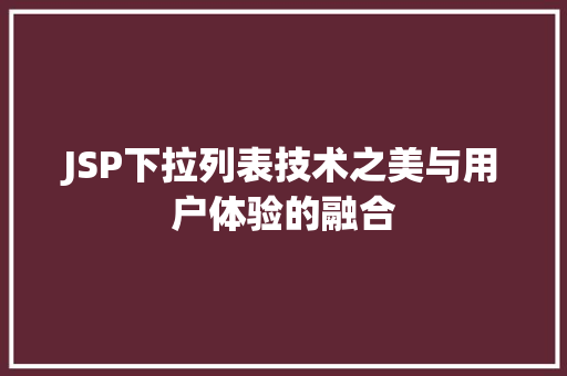JSP下拉列表技术之美与用户体验的融合