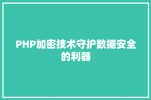 PHP加密技术守护数据安全的利器  第1张