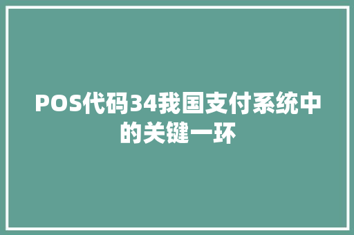POS代码34我国支付系统中的关键一环