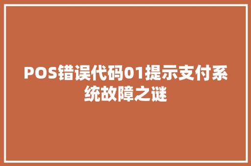 POS错误代码01提示支付系统故障之谜