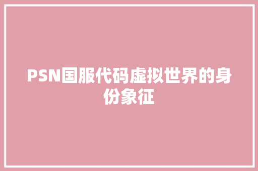PSN国服代码虚拟世界的身份象征