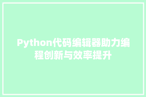 Python代码编辑器助力编程创新与效率提升