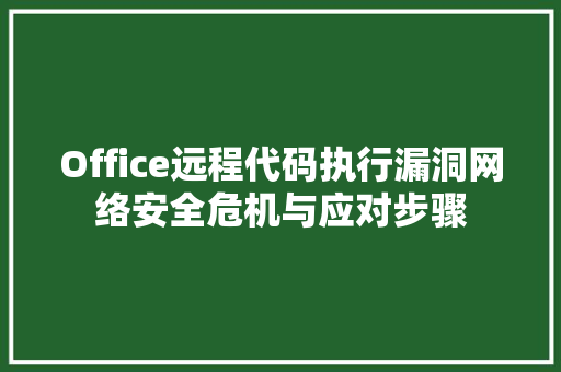 Office远程代码执行漏洞网络安全危机与应对步骤