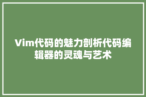 Vim代码的魅力剖析代码编辑器的灵魂与艺术