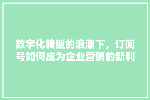 数字化转型的浪潮下，订阅号如何成为企业营销的新利器