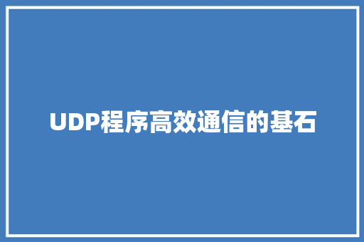 UDP程序高效通信的基石
