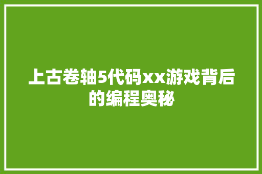 上古卷轴5代码xx游戏背后的编程奥秘