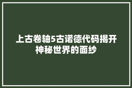 上古卷轴5古诺德代码揭开神秘世界的面纱