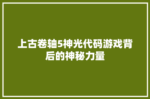 上古卷轴5神光代码游戏背后的神秘力量